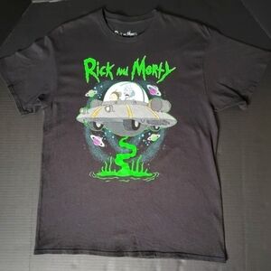 Mens Adult Swim Rick And Morty Black Spaceship T Shirt Size Large
